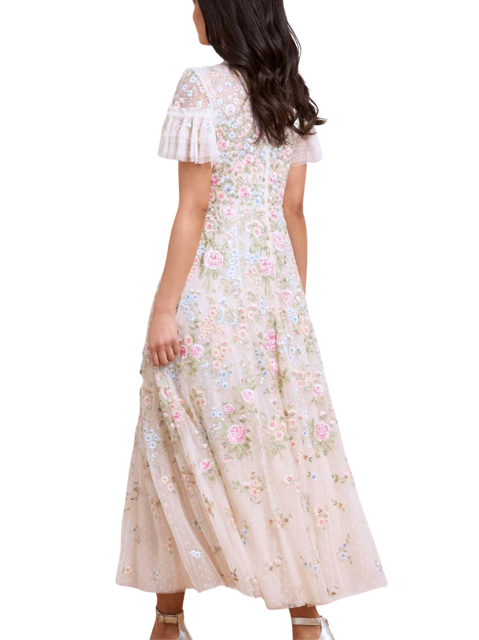 Antoinettes floral round neck ankle gown