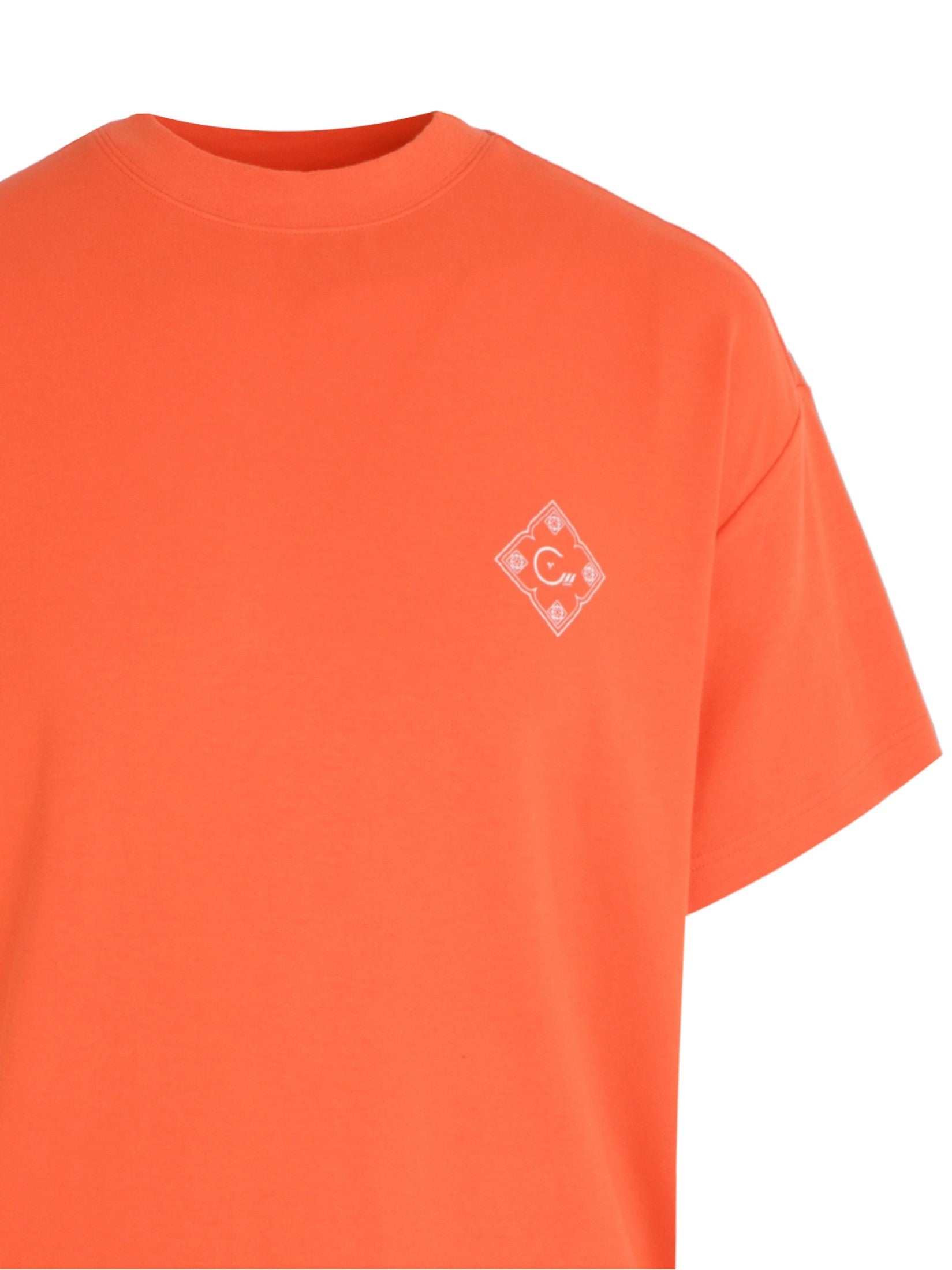 Cenmar orange t-shirt with ''family'' print the back