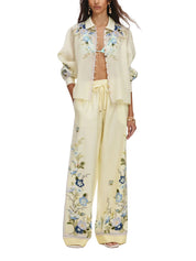 Yellow floral organza blouse