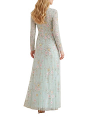 Garden rose long sleeve ankle gown
