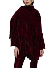 BURGUNDY CACHET FRINGED DETAIL SCARF