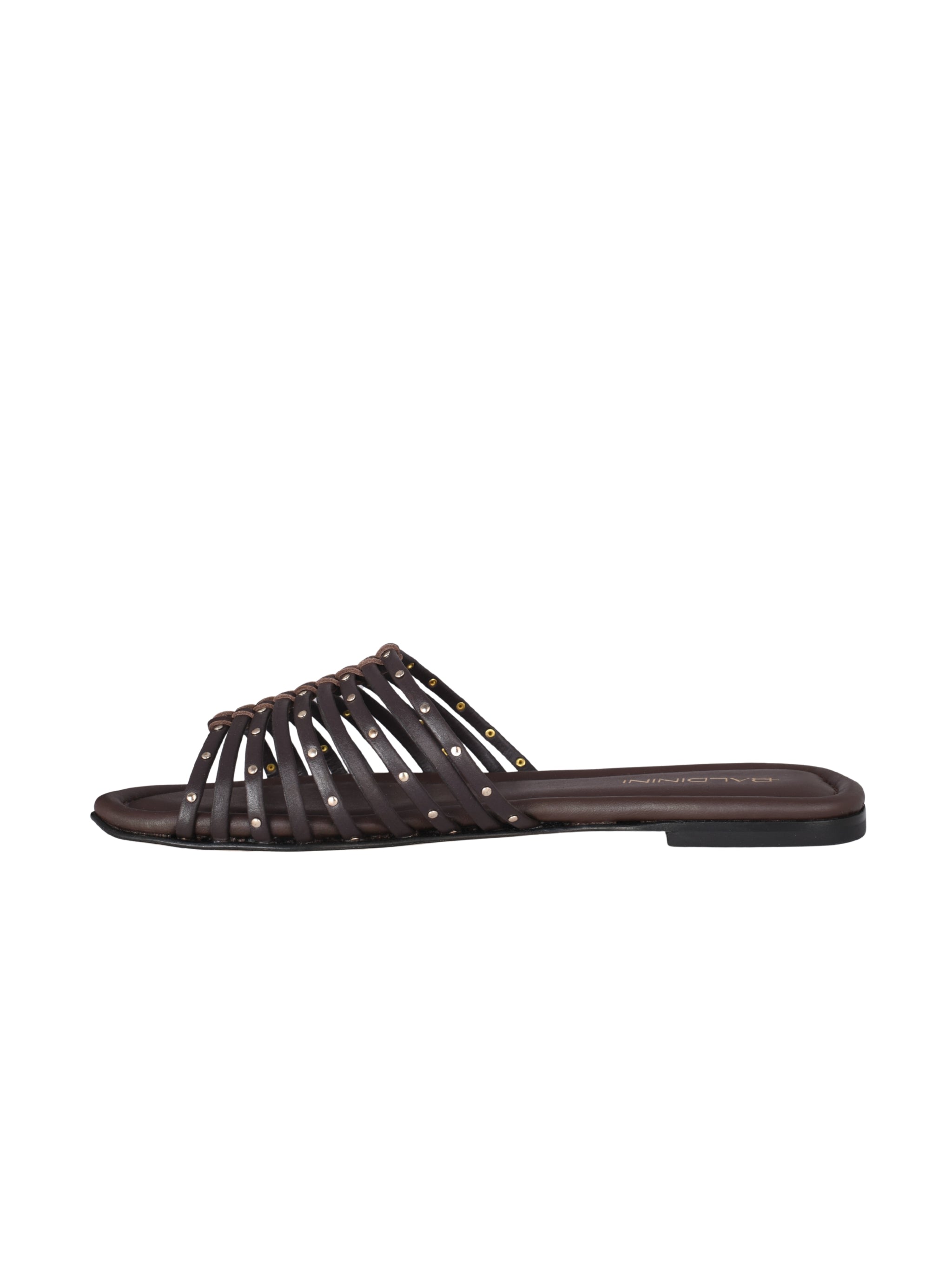 Dark brown studded leather mule