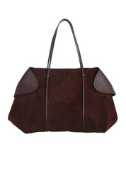 Leather-Trimmed Suede Shoulder Bag