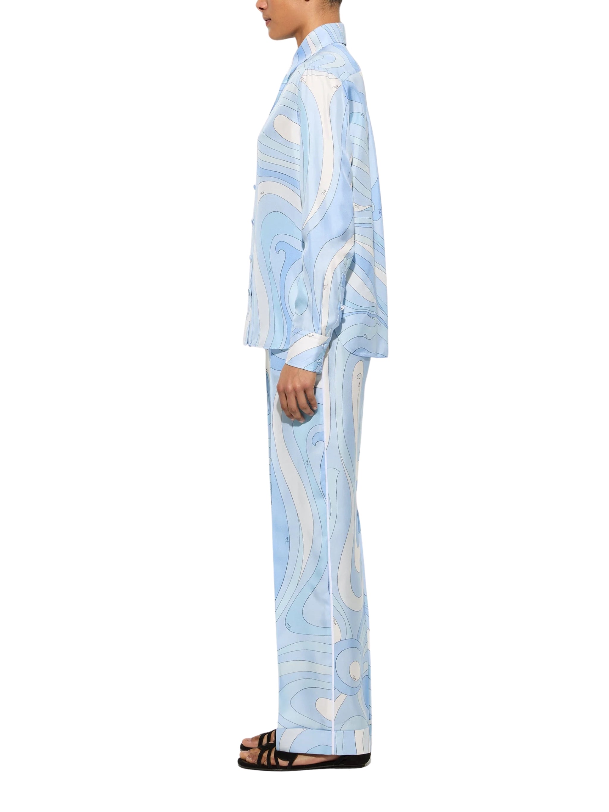 Marmo print silk pants