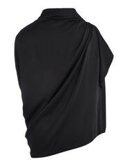 ENVER SATIN DRAPED TOP WITH PIERCING DETAIL