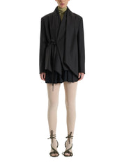 KHAKI BELTED DRAPED JACKET