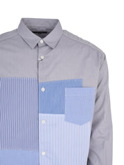 Men's patchwork shirt blue stripe