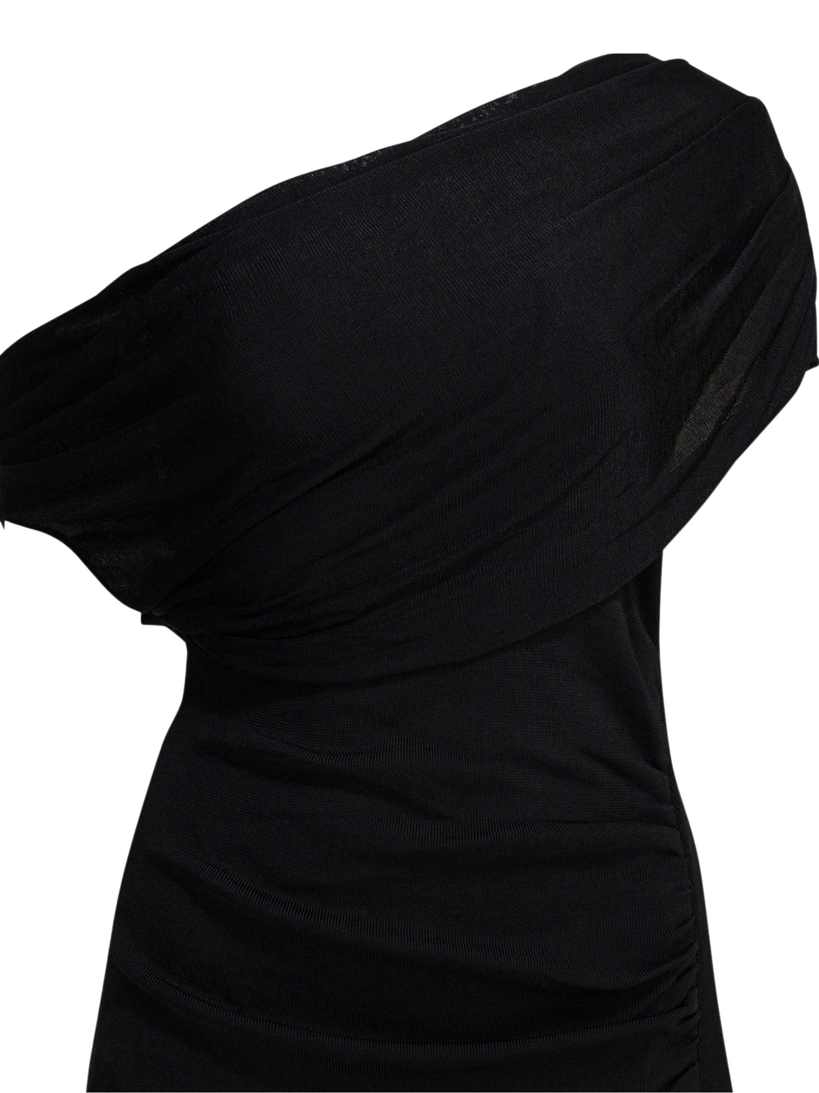 Black cotton draped knit midi dress