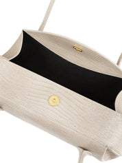 OYSTER SHOULDER BAG EMBOSSED LIZARD COWHIDE LEATHER