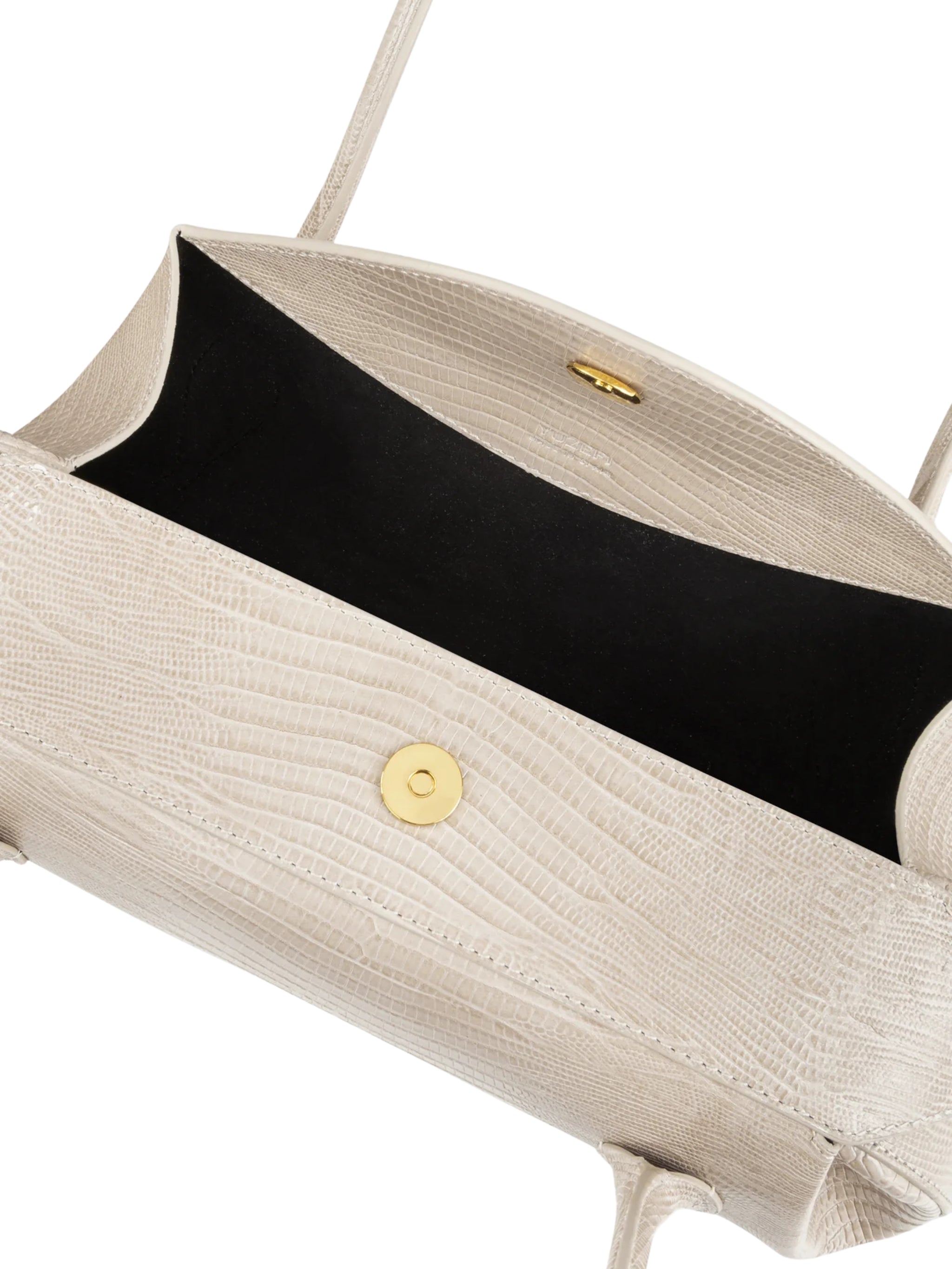 OYSTER SHOULDER BAG EMBOSSED LIZARD COWHIDE LEATHER