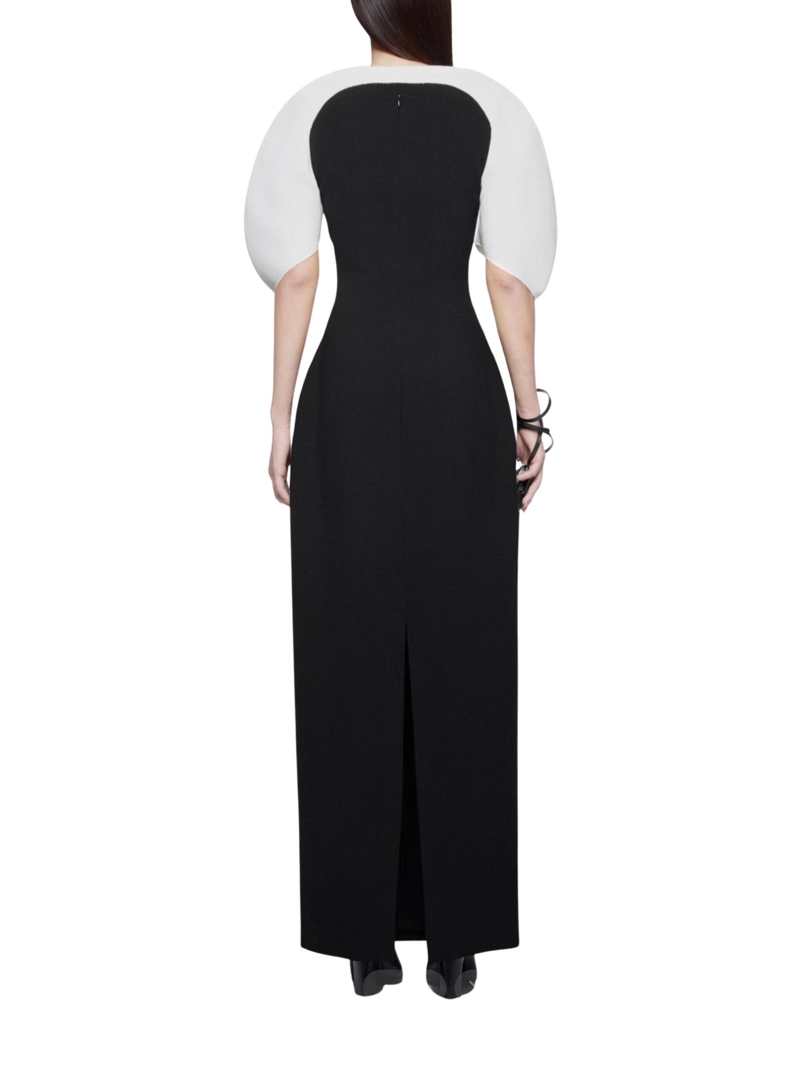 Midi dress with puff sleeves and padded yoke