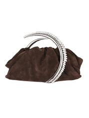 Karma pouch suede brown leather clutch