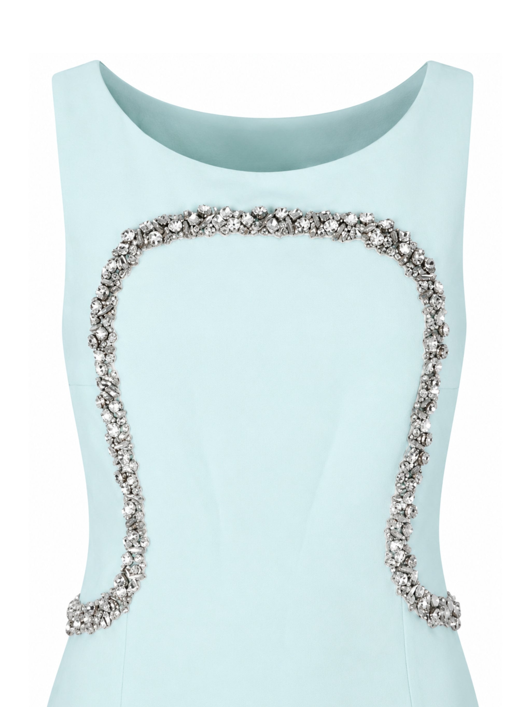 Sleeveless boatneck gown