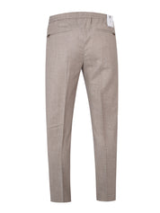 Pantalone soft 1 pleats diagonal pkts zipped back pkts leather det elastic w.band ext drawstr finis b.