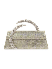 Karma Stone-Encrusted Lace Glitter Clutch Gold