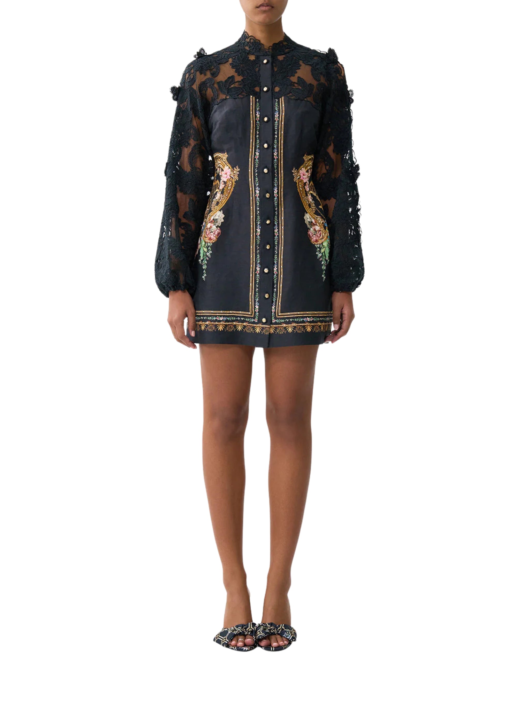 LACE SLEEVE MINI DRESS