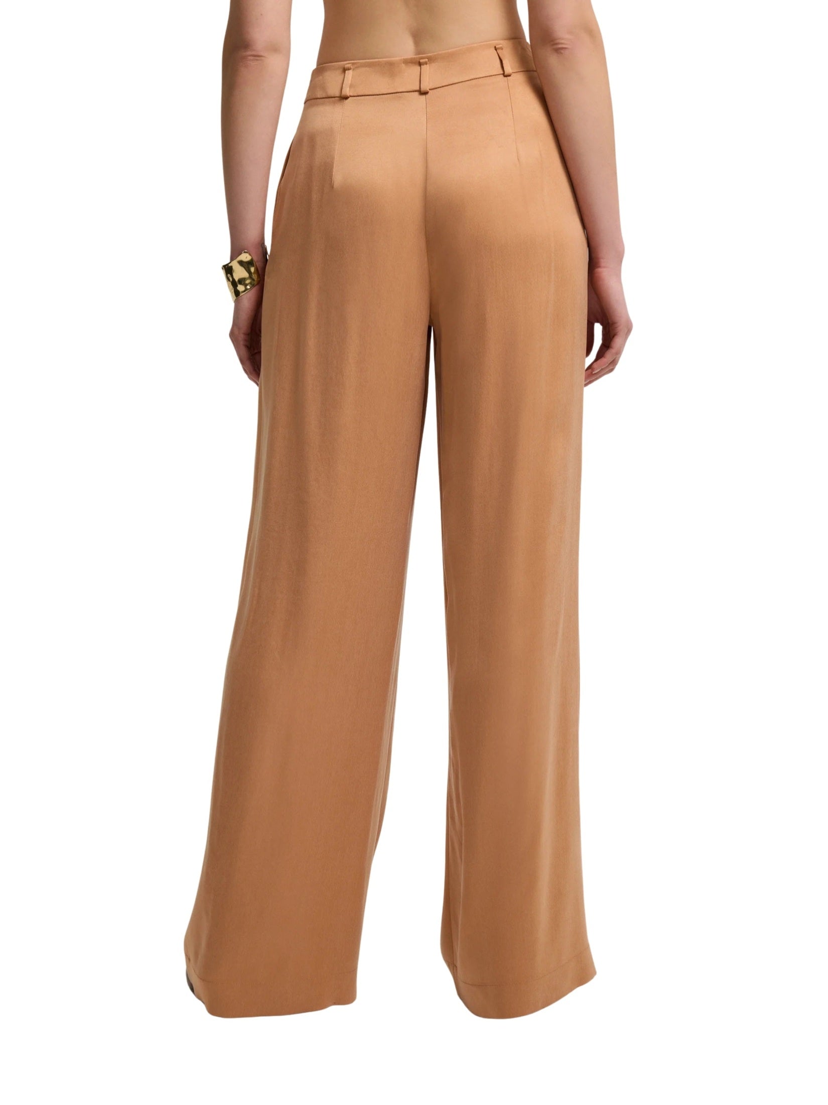Pleated detailed beltless trousers