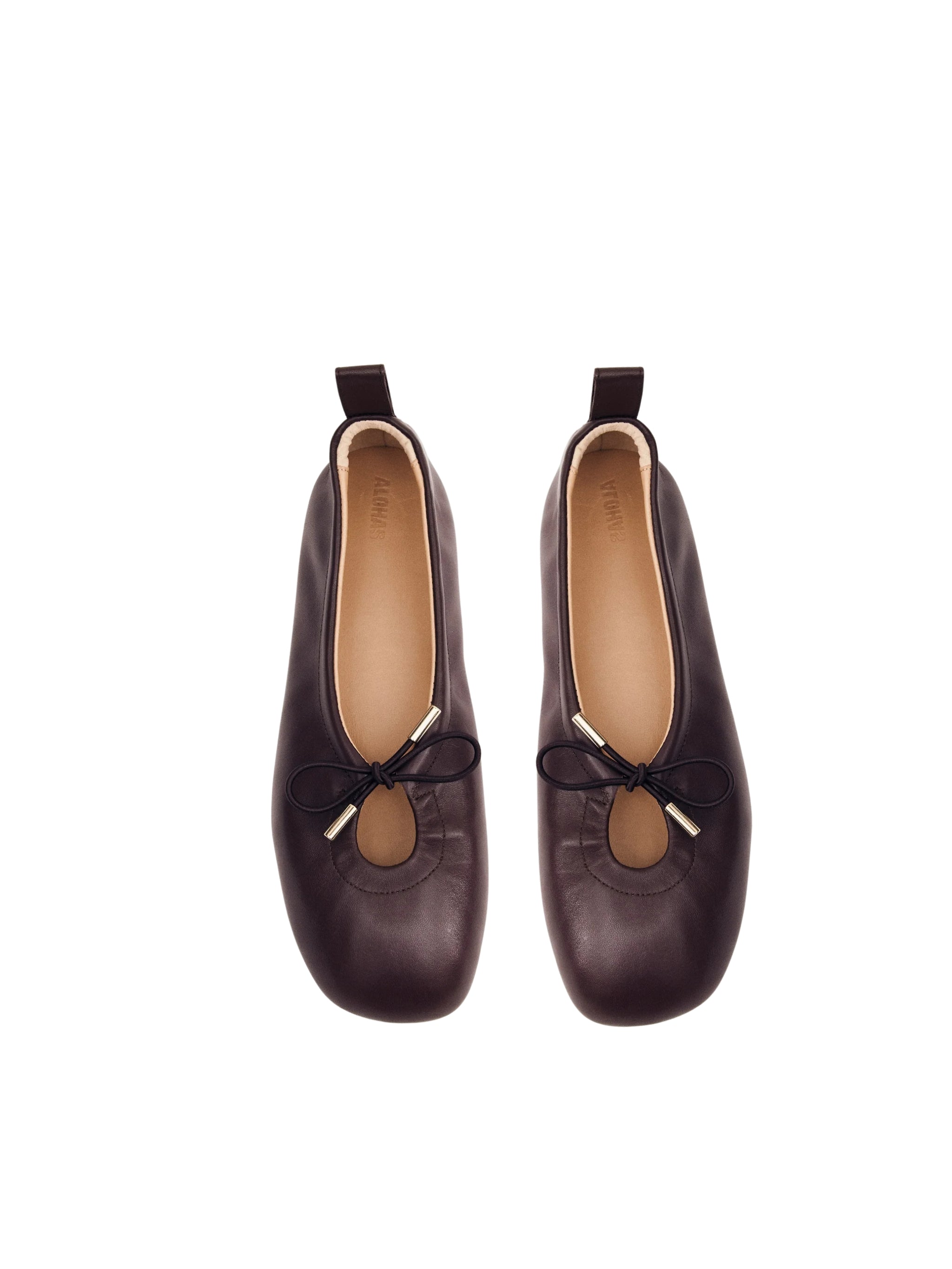 ROSALIND BROWN LEATHER BALLET FLATS