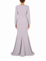 Hand embroiderd chest long sleeves off shoulder dress full cover modest dress fish cut