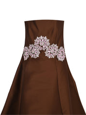 Silk - blend mikado hi-ho dress w. crystals details