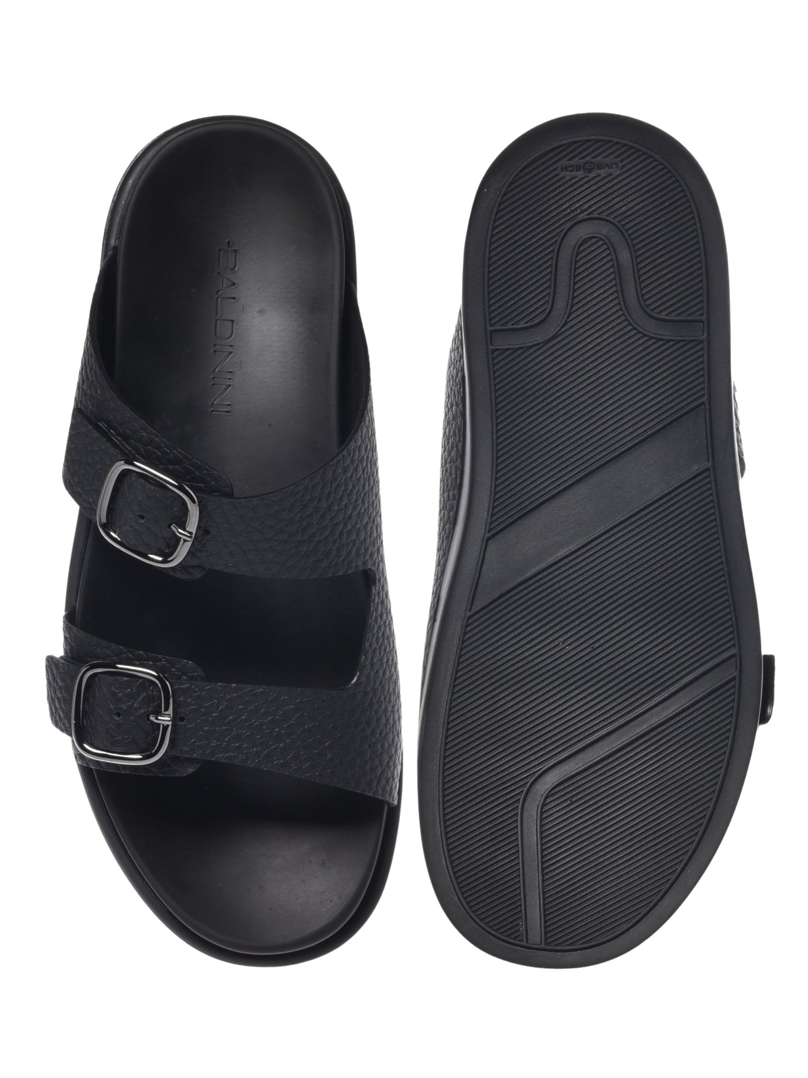 Black tumbled leather mule