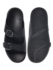 Black tumbled leather mule