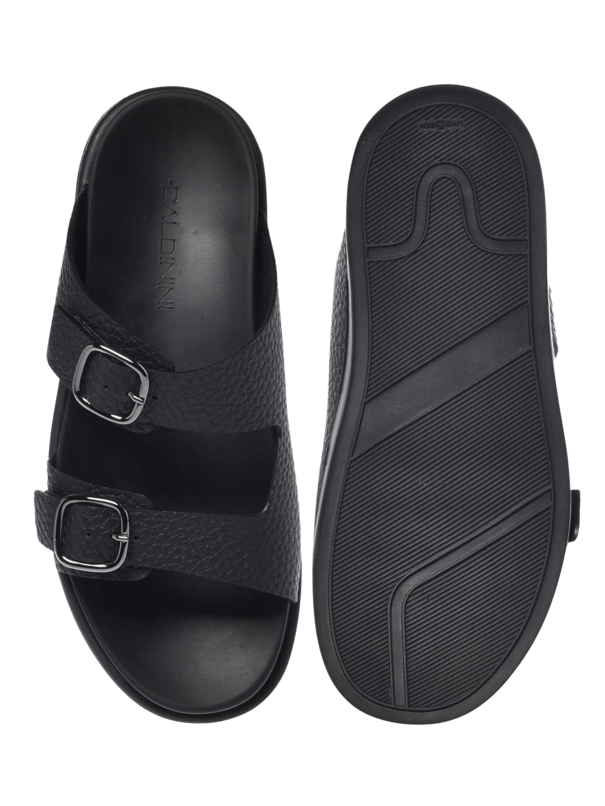Black tumbled leather mule