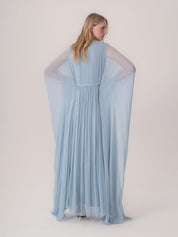 Drape Detailed Flowy Chiffon Dress