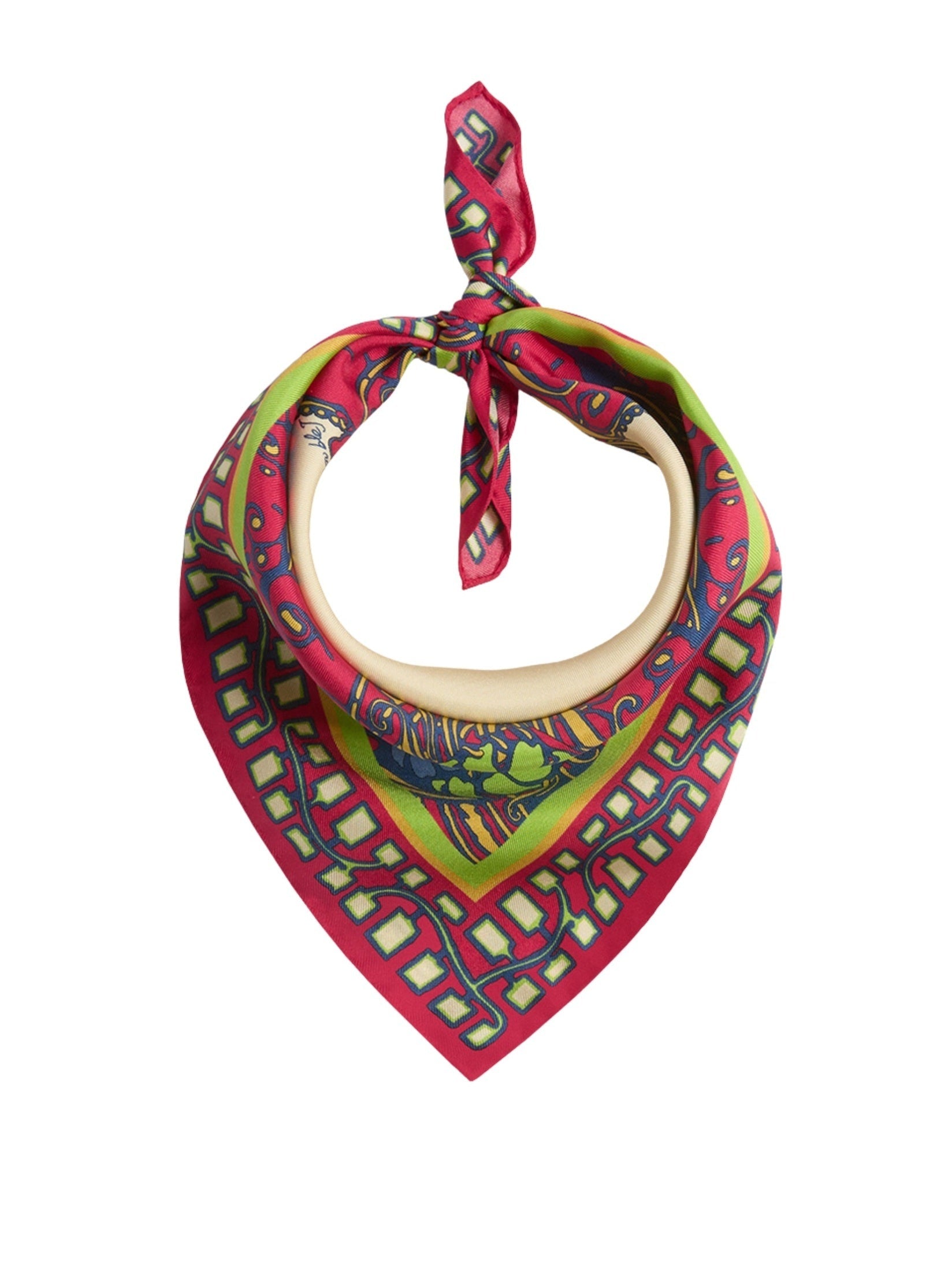 Mini foulard lemuria placée pink in silk twill (45x45)