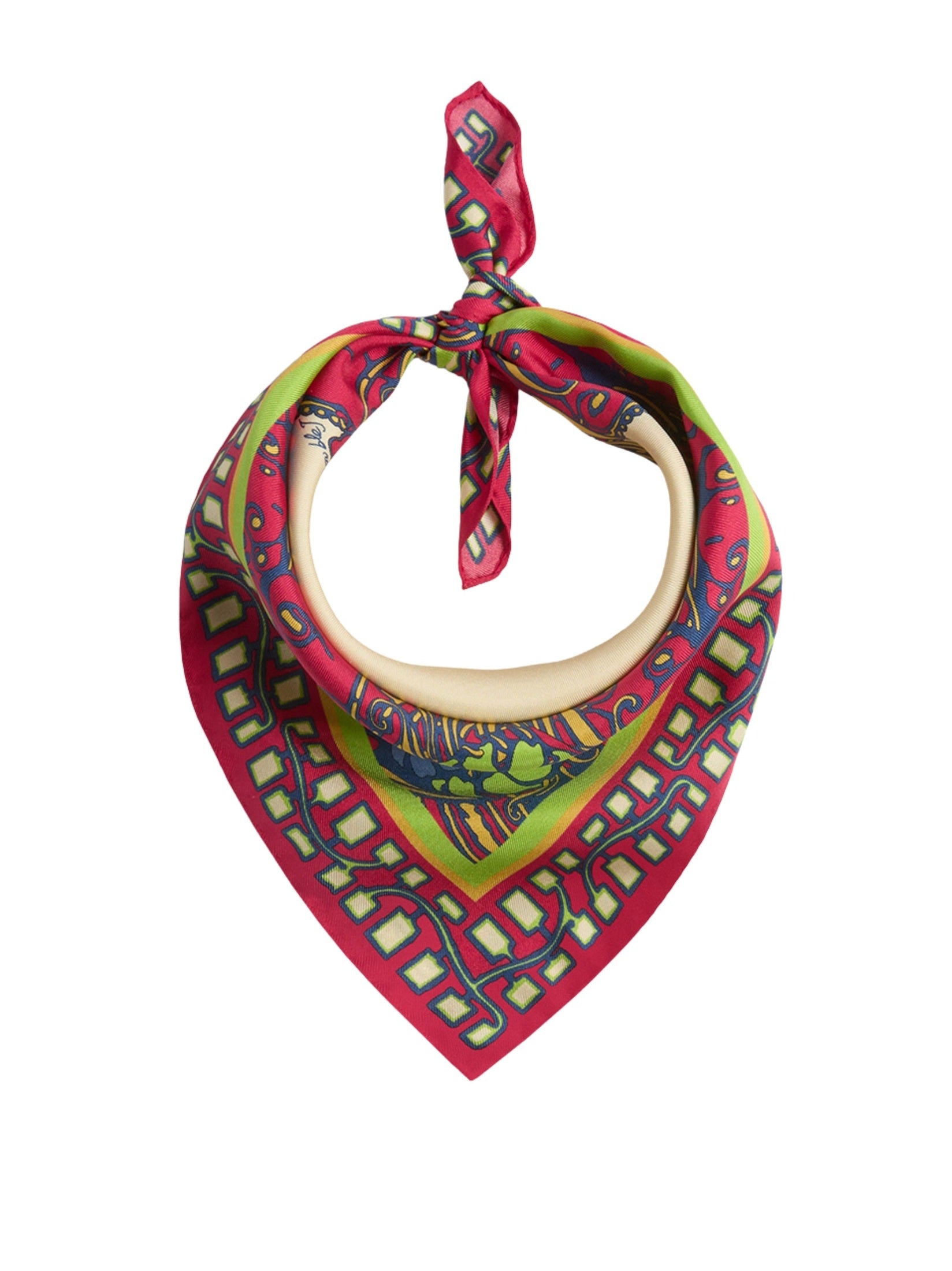 Mini foulard lemuria placée pink in silk twill (45x45)