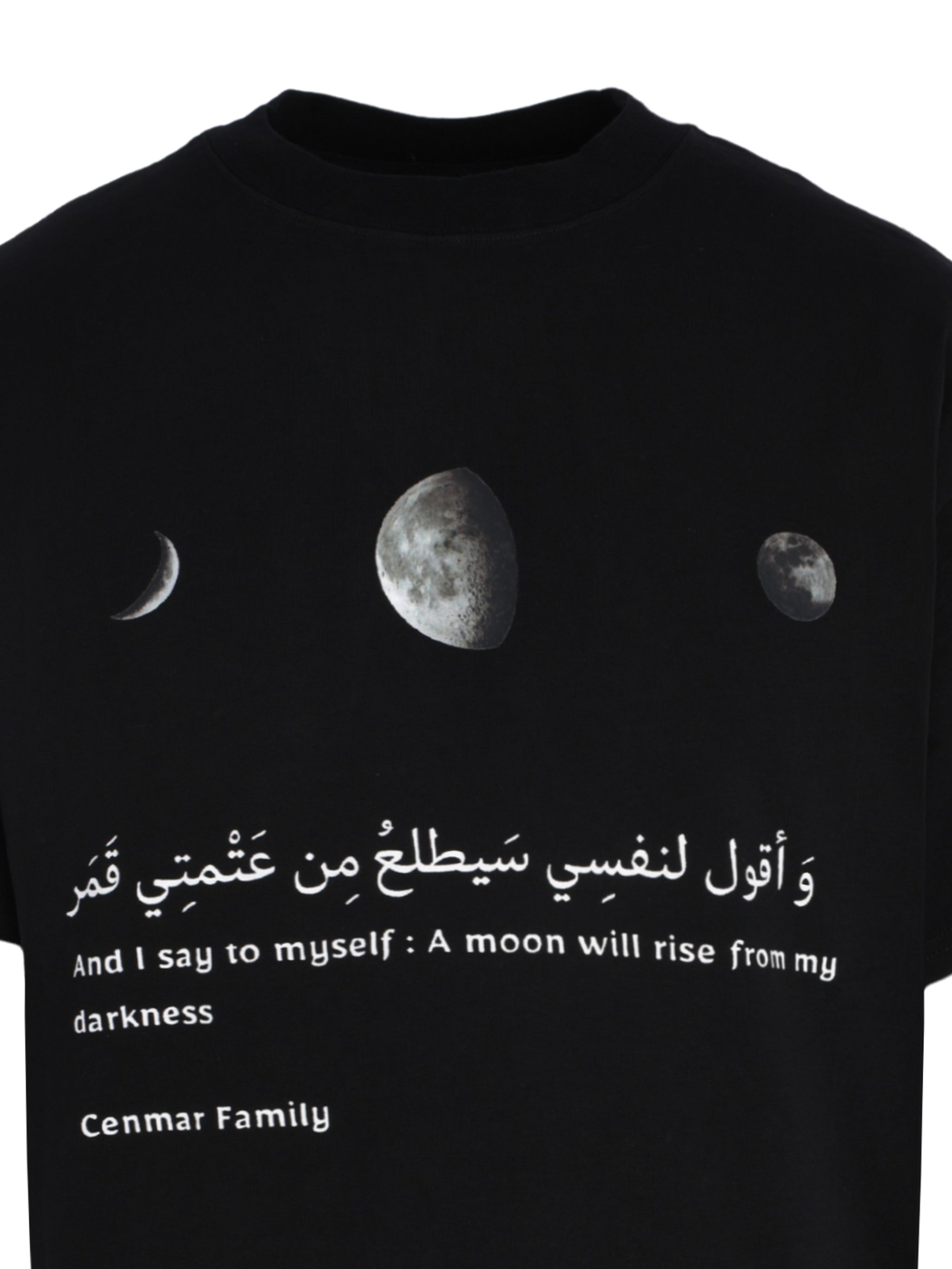 CENMAR BLACK T-SHIRT WITH A FRONT MOON PRINT