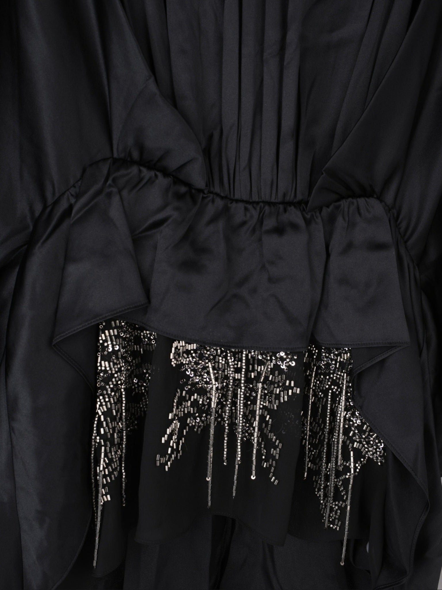 Black Draped Blouse with Cape Sleeves