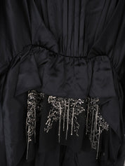 Black Draped Blouse with Cape Sleeves