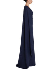 Column gown with cape sleeves