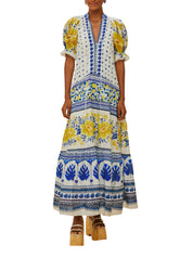 ZULI OFF-WHITE MIDI DRESS SHORT SLEEVES