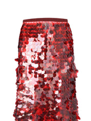 PRINTED SEQUIN TULLE LONG SKIRT