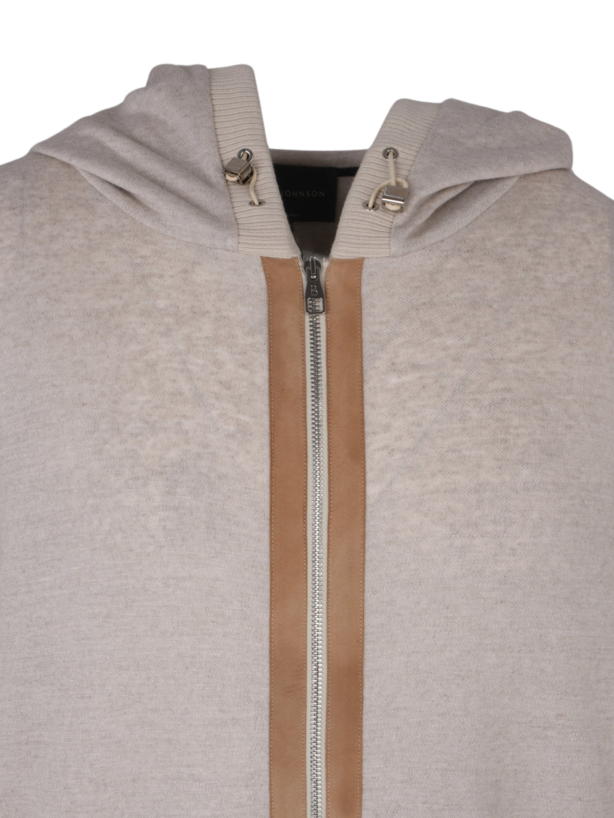 Linen wool full zip hoodie sweatshirt