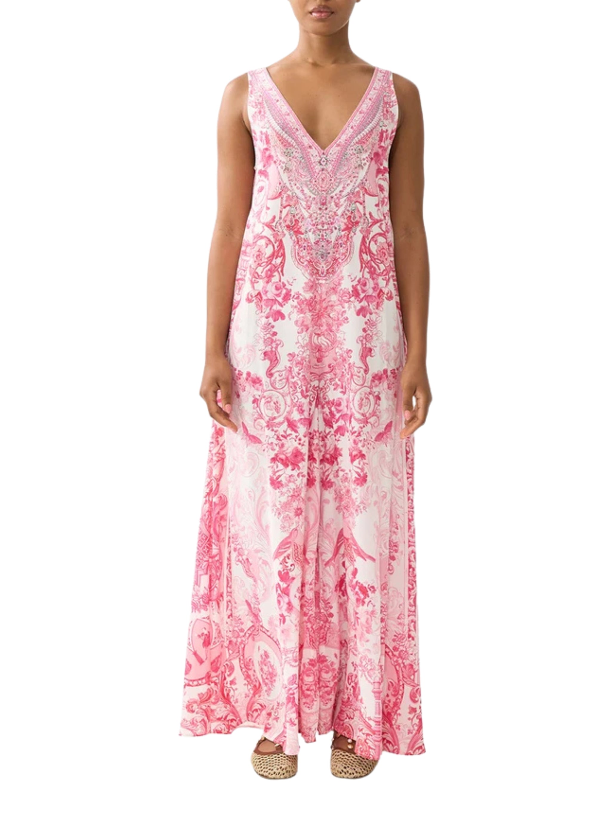 V neck flared jumpsuit