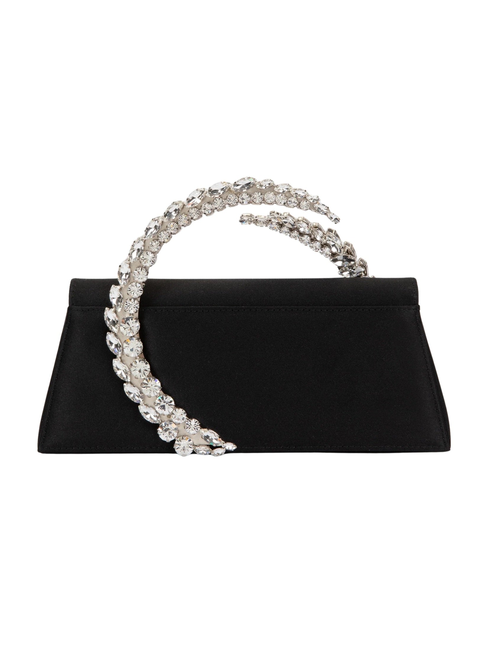 Karma Stone-Encrusted Satin Clutch Black