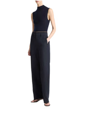 HIGH WAIST RIB TRIM TROUSER