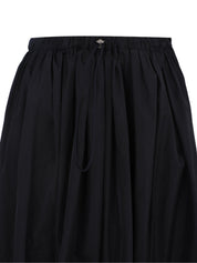 Technical taffeta long wide skirt
