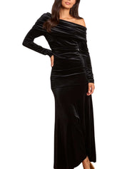 NOVA VELVET ONE-SHOULDER GOWN