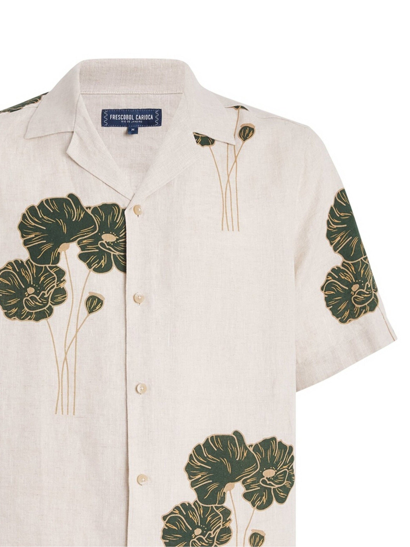 Roberto linen ss shirt linear floral print