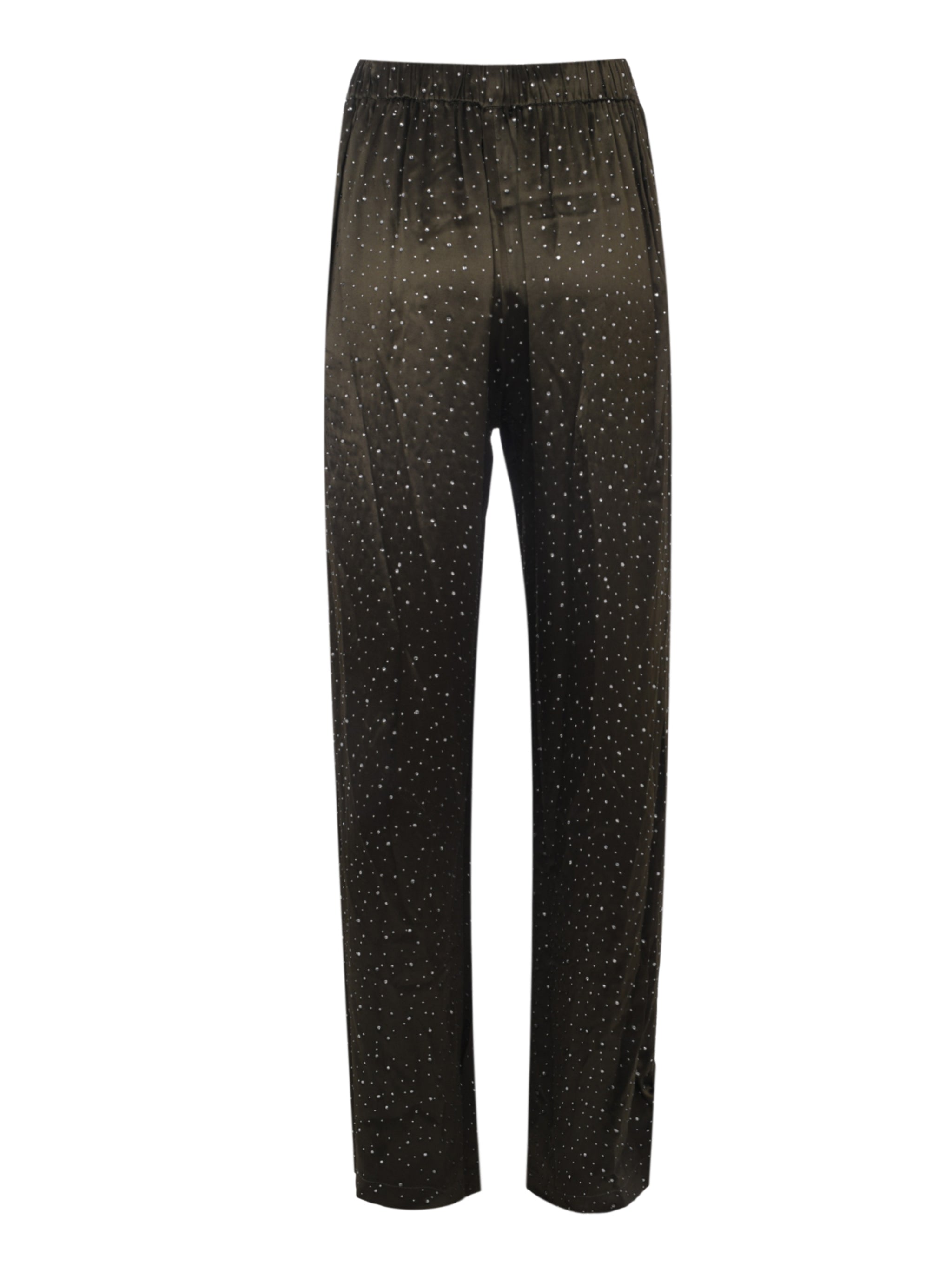 KHAKI GLITTER PALAZZO TROUSERS