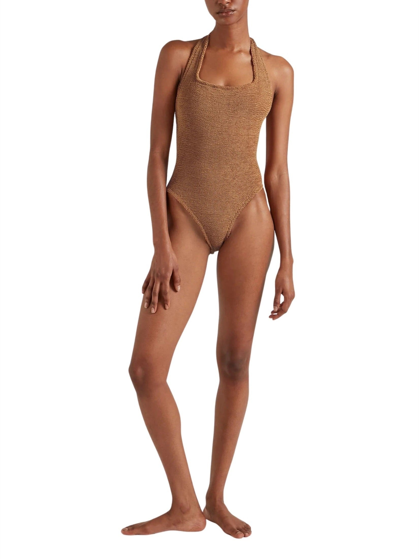 Sandy swim - a metallic crinkle metallic cocoa