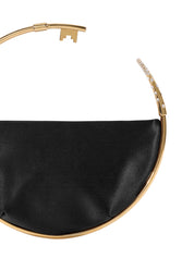Key eternity satin black round satin clutch