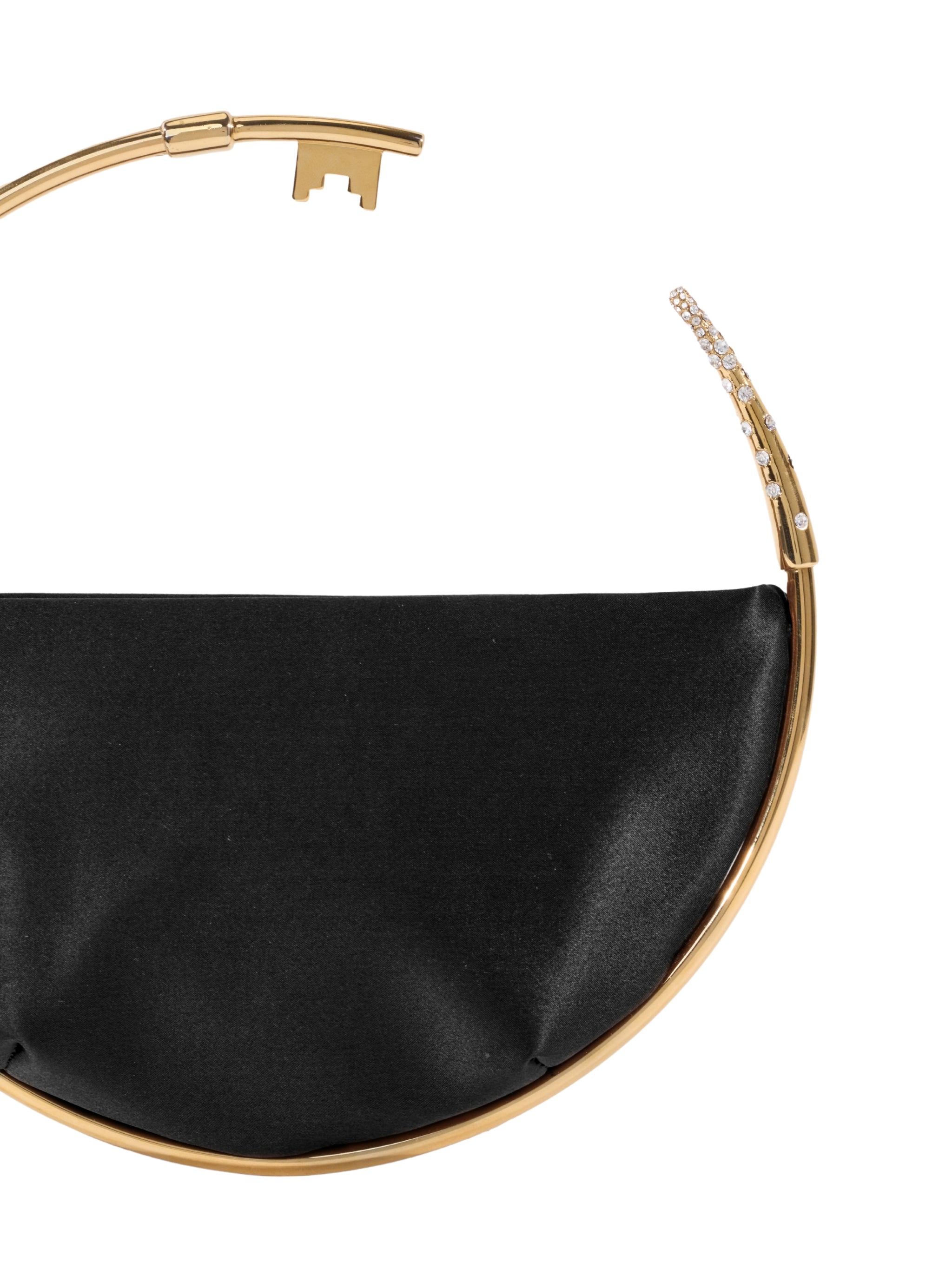 Key eternity satin black round satin clutch