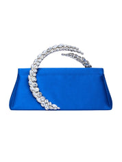 Karma Stone-Encrusted Satin Clutch Electric Blue