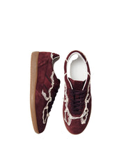 TB.490 CROCHET BURGUNDY LEATHER SNEAKERS