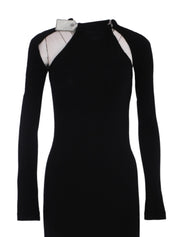 SEC SKIN CRYSTAL TIE LONG DRESS BLACK